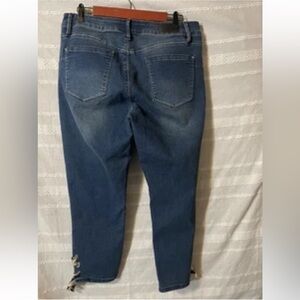 Thorn Curvy Fit Blue Denim W/ Lace Up Leg Capris